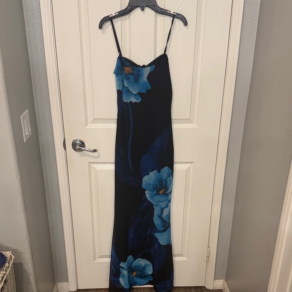 NWT Aqua Blue Mesh Floral Maxi Dress size   XS - Picture 8 of 8